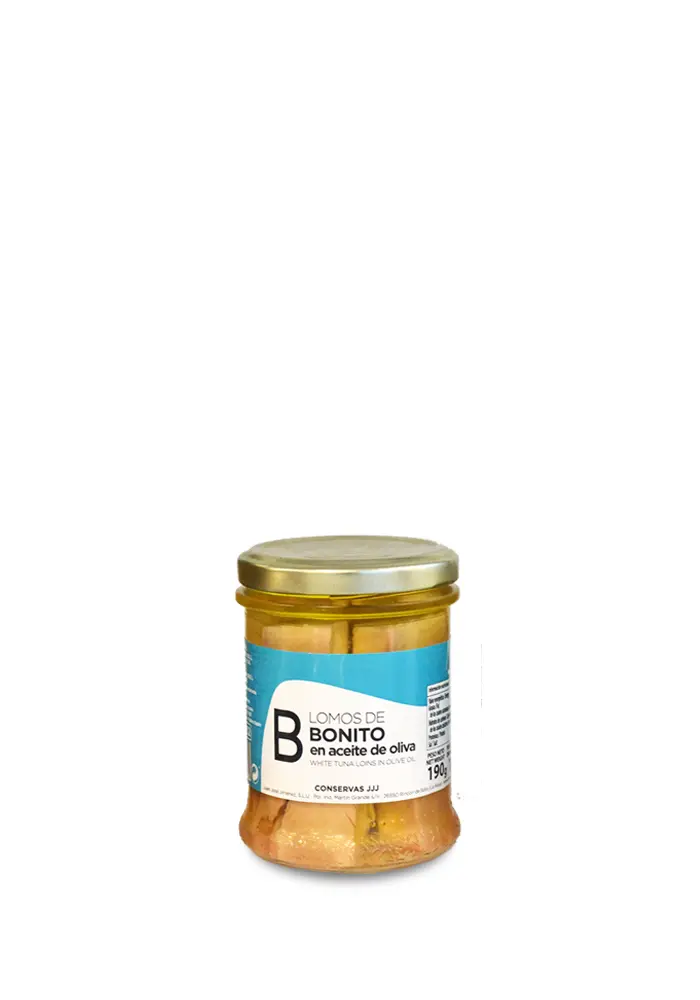 Lomos de Bonito en aceite oliva 212ml cristal JJJ
