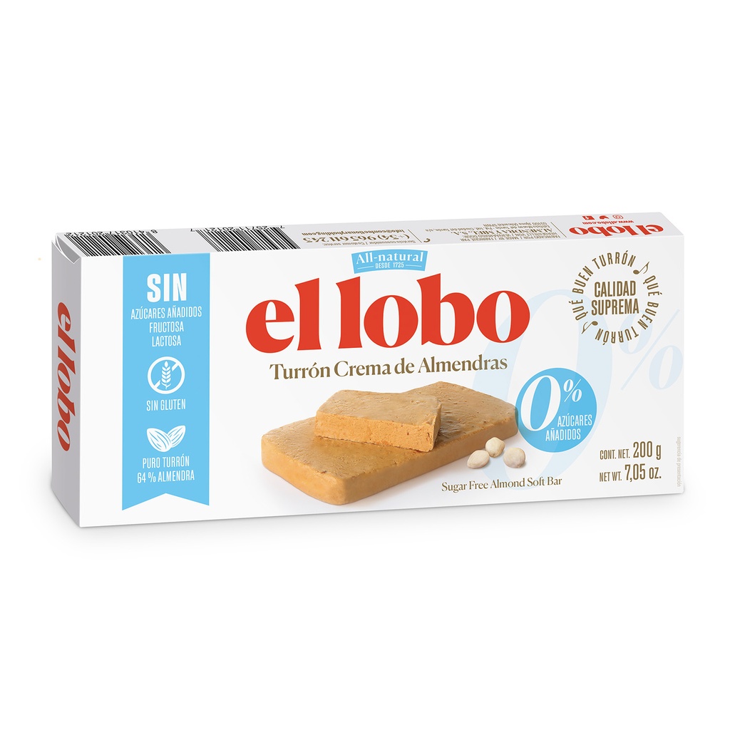Turron Jijona 0% sucre 200g EL  LOBO