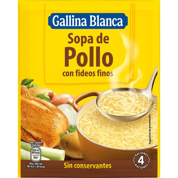 Sopa pollo con fideos 71g GALLINA BLANCA