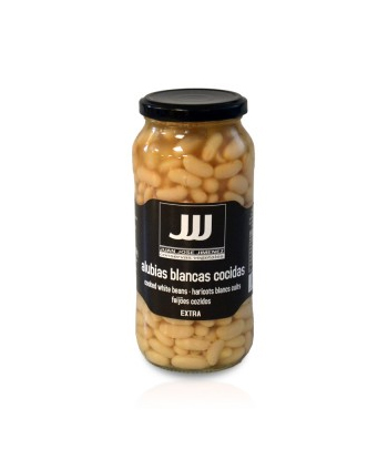 [L01200] Haricots blancs cuits 580g cristal JJJ